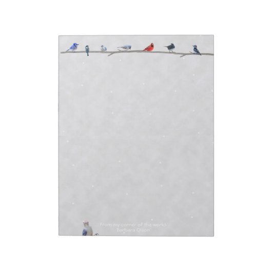 Winter Snowy Birds: blocnote paper (Linkerzijde)