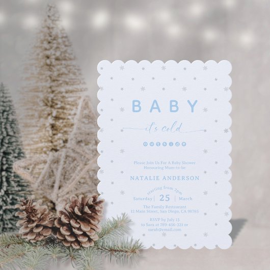 Winter Snowy Blue Het is koud buiten Baby shower Kaart