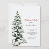 Winter Snowy Christmas Tree Christmas Party Kaart (Voorkant)