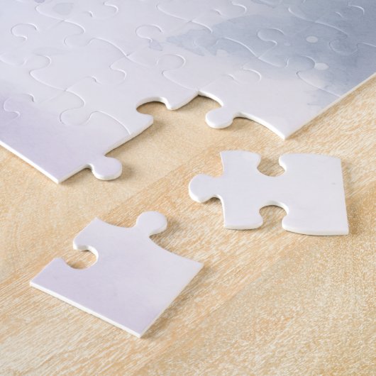 Winter Snowy Christmas Treinstation en Sporen Legpuzzel (Zijkant)