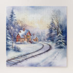 Winter Snowy Christmas Treinstation en Sporen Legpuzzel<br><div class="desc">Deze puzzel zal uitdagend zijn in een prachtig kleurrijk versierd kersttafereel van een  treinstation en tracks in een wintersneeuwscène Alleen beschikbaar in vierkante grootte. Deze is 676 stuks</div>
