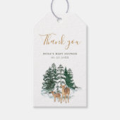 Winter Snowy Forest en Deer Dank je Cadeaulabel (Voorkant)