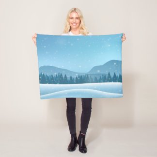 Winter Snowy Forest Landscape Fleece Deken