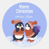 Winter Snowy Merry Christmas Ronde Sticker (Voorkant)