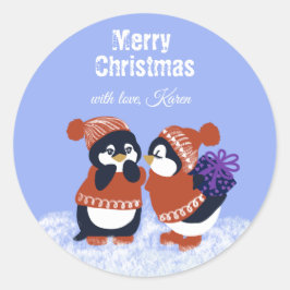 Winter Snowy Merry Christmas Ronde Sticker