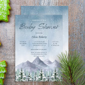 Winter Snowy Mountain Forest Baby shower Kaart