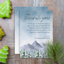 Winter Snowy Mountain Forest bruiloft Bedankkaart