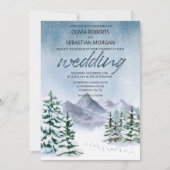 Winter Snowy Mountain Forest bruiloft Kaart (Voorkant)