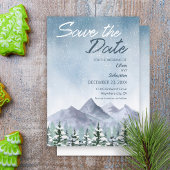 Winter Snowy Mountain Forest bruiloft Save The Date