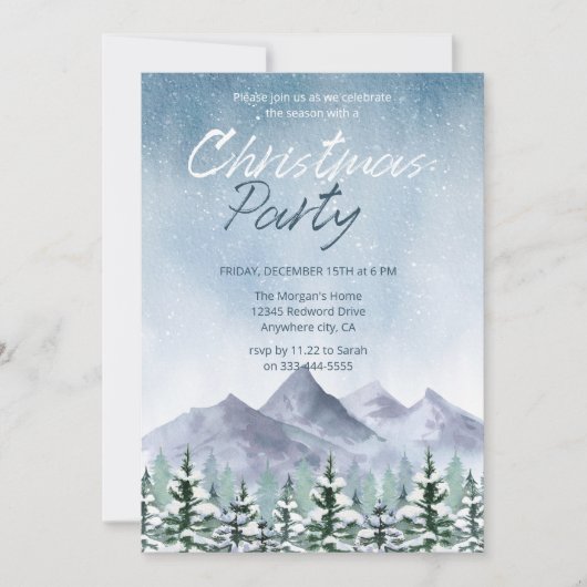 Winter Snowy Mountain Forest Kerstfeest Kaart (Voorkant)