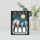 Winter Snowy Mountain Santa Penguin Kerstmis Feestdagenkaart (Staand voorkant)