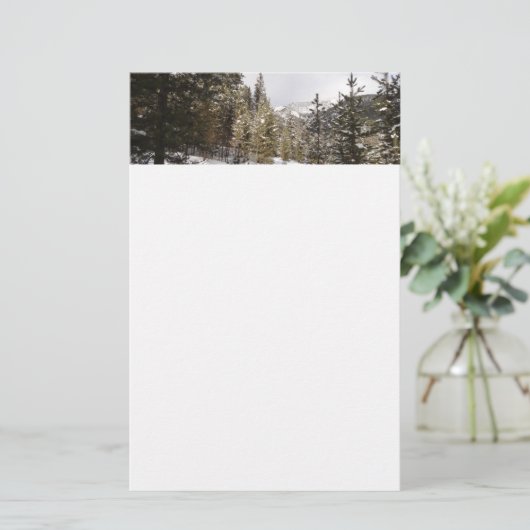 Winter Snowy Mountain Scene in Montana Briefpapier (Staand voorkant)