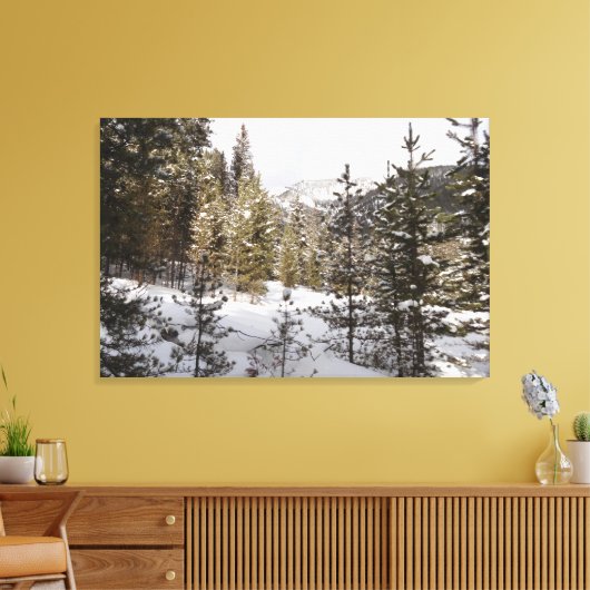 Winter Snowy Mountain Scene in Montana Canvas Afdruk (Insitu (Woonkamer))