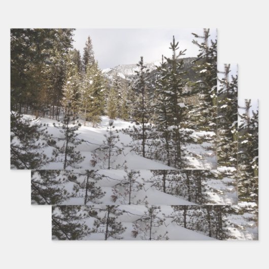 Winter Snowy Mountain Scene in Montana Inpakpapier Vel (Set)