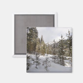 Winter Snowy Mountain Scene in Montana Magneet (Voorkant / Achterkant)