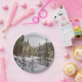 Winter Snowy Mountain Scene in Montana Papieren Bordje (Feest)