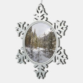 Winter Snowy Mountain Scene in Montana Tin Sneeuwvlok Ornament (Rechts)