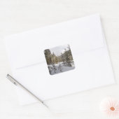 Winter Snowy Mountain Scene in Montana Vierkante Sticker (Envelop)