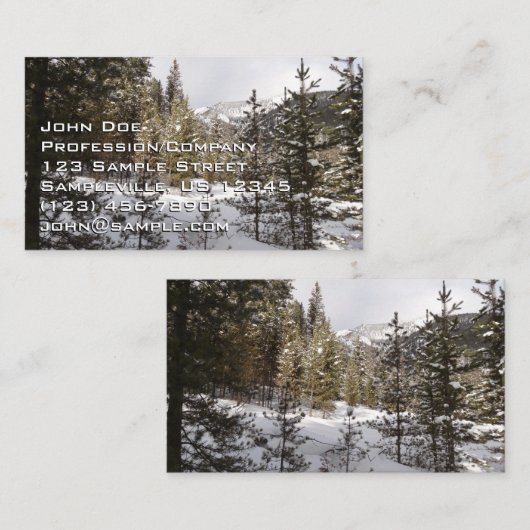 Winter Snowy Mountain Scene in Montana Visitekaartje (Voorkant / Achterkant)