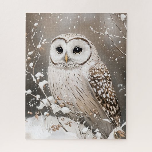Winter Snowy Owl In Snow Legpuzzel (Verticaal)