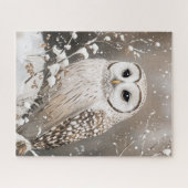 Winter Snowy Owl In Snow Legpuzzel (Horizontaal)