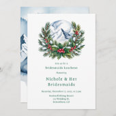 Winter Snowy Pine Krans Bruidsmeisjes Luncheon Kaart (Voorkant / Achterkant)