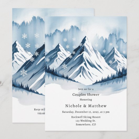 Winter Snowy Pine Krans Paren Douche Kaart (Voorkant / Achterkant)