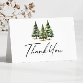 Winter Snowy Pine Tree Baby shower Bedankkaart