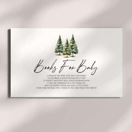 Winter Snowy Pine Tree Baby shower Boeken voor Bab Informatiekaartje