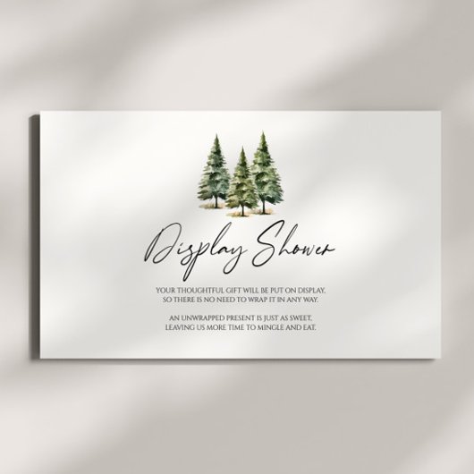 Winter Snowy Pine Tree Baby shower Display Shower Informatiekaartje