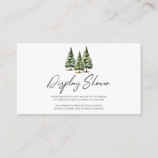 Winter Snowy Pine Tree Baby shower Display Shower Informatiekaartje (Voorkant)