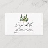 Winter Snowy Pine Tree Baby shower Luier Raffle Informatiekaartje (Voorkant)