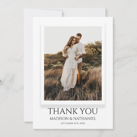 Winter Snowy Pine Tree Custom Photo Wedding Bedankkaart (Achterkant)