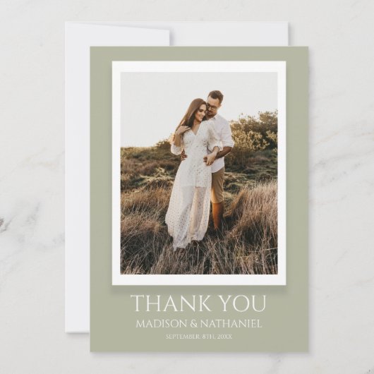 Winter Snowy Pine Tree Custom Photo Wedding Bedankkaart (Achterkant)