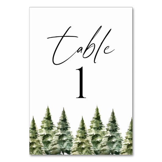 Winter Snowy Pine Tree Forest Wedding Kaart (Voorkant)