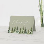 Winter Snowy Pine Tree Wedding Bedankkaart (Voorkant)