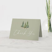 Winter Snowy Pine Tree Wedding Bedankkaart (Voorkant)