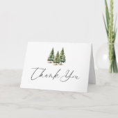 Winter Snowy Pine Tree Wedding Bedankkaart (Voorkant)