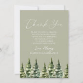 Winter Snowy Pine Tree Wedding Bedankkaart (Voorkant)