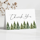 Winter Snowy Pine Tree Wedding Bedankkaart