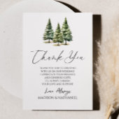 Winter Snowy Pine Tree Wedding Bedankkaart