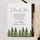 Winter Snowy Pine Tree Wedding Bedankkaart