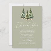 Winter Snowy Pine Tree Wedding Bedankkaart (Voorkant)