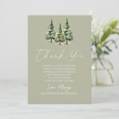 Winter Snowy Pine Tree Wedding Bedankkaart (Staand voorkant)