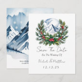 Winter Snowy Pine Wreath Save the Date Kaart (Voorkant / Achterkant)