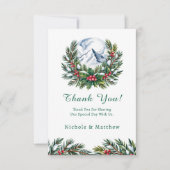 Winter Snowy Pine Wreath Wedding Bedankkaart (Voorkant)