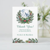 Winter Snowy Pine Wreath Wedding Bedankkaart (Staand voorkant)