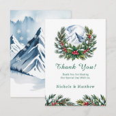 Winter Snowy Pine Wreath Wedding Bedankkaart (Voorkant / Achterkant)