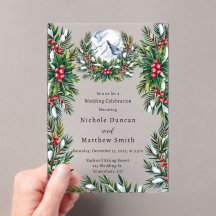 Winter Snowy Pine Wreath Wedding Celebration