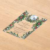 Winter Snowy Pine Wreath Wedding Celebration Acryl Uitnodigingen (Laagn)